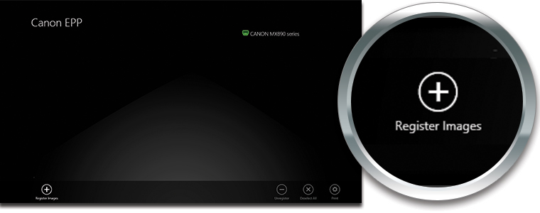 1. Start the Canon EPP app and add the images by tapping the ‘Register Images’